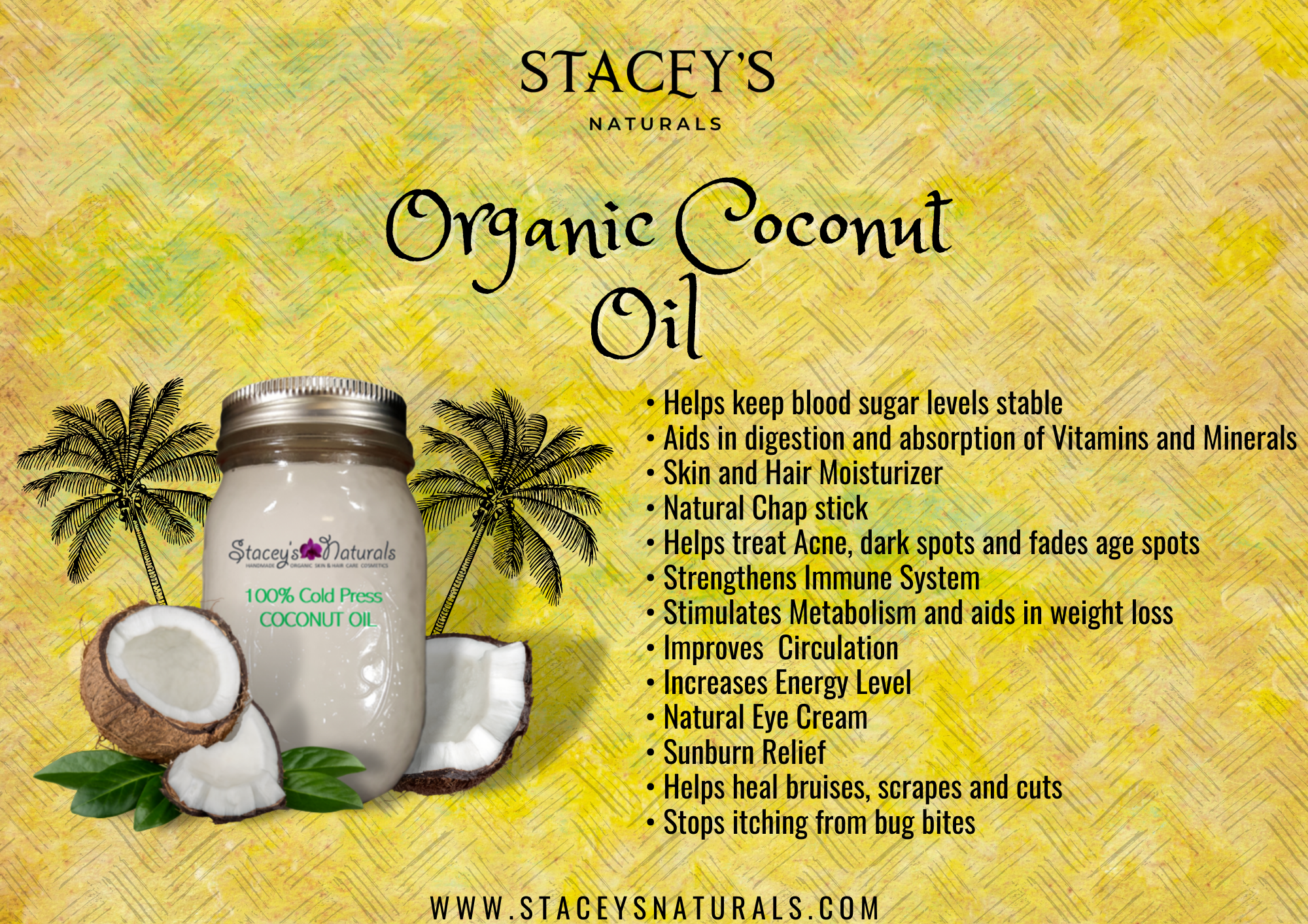 Organic Coconut Oil used for beauty, acne, wrinkles, eye cream, 