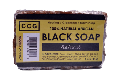 Auhtentic raw, unrefined african black soap made with all natural ingredients.
